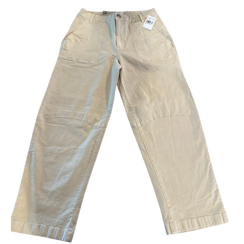 NWT KUT from the Kloth Ashton Barrel Leg High Rise Pants Cream Women's 4
